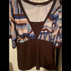 Brown 3/4 sleeve blouse